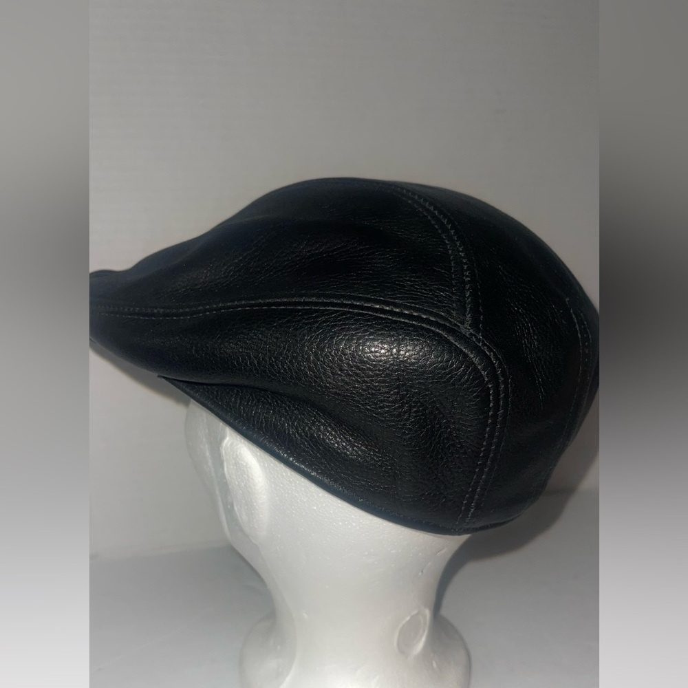 Stetson Men's Black Leather cabhie Cap - Classic Driver Hat size S/M